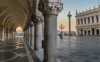 Картинка Венеция, колонна Святого Теодора, пьяцетта, Италия, дворец дожей