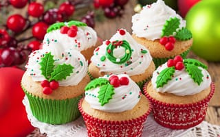 Картинка cupcakes, выпечка, новогодние, кексы