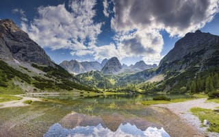 Картинка озеро, отражение, горы, природа, вода