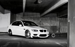 Картинка BMW, передняя часть, бмв, E90, white, парковка, M3, белый, system forged