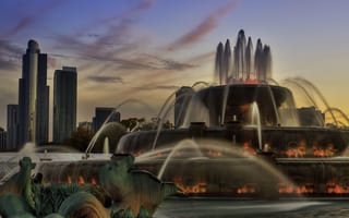 Картинка illinois, небоскребы, фонтан, Иллиноис, город, Чикаго, Chicago, США