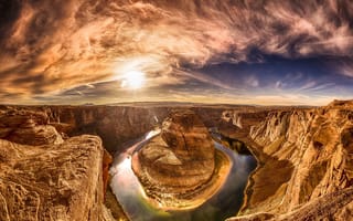 Картинка Horse shoe bend, река, arizona, colorado river, природа, каньон, red dessert
