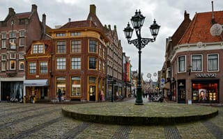 Картинка Нидерланды, Alkmaar, дома, город, улица, фонари
