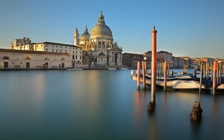 Обои Венеция, канал, собор, Италия, утро, санта-мария-делла-салюте