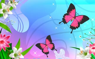 Картинка бабочка, мотылек, природа, цветы, вектор