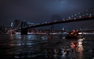 Картинка Julia Sariy, мост, город, photographer, огни, ночь, отражение