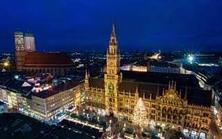 Картинка Германия, Город, Дома, Ночь, Munich