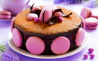 Обои торт, cake, macaron, макарун, десерт, шоколадный, еда, dessert, глазурь, chocolate, сладости, food