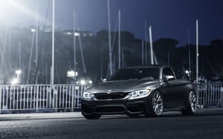 Картинка BMW, Mineral, Car, Gray, Front, German, M4, Wheels, VMR, Rear