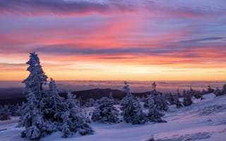 Картинка закат, горы, зима