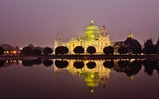Картинка Индия, ночь, освещение, мемореал Виктория, калькутта