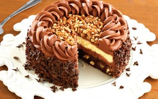 Картинка Cakes, шоколад, сладость, dessert, крем, торт, Sweet, орехи, десерт