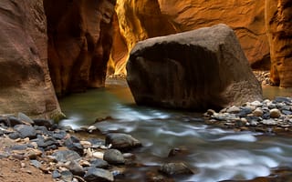 Картинка Zion National Park, ущелье, сша, камни, юта, каньон, скалы, река
