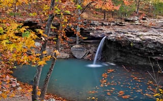 Обои водопад, природа, осень