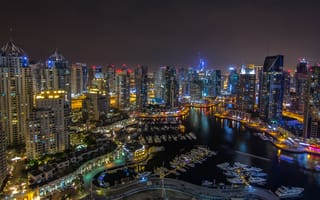 Обои Dubai, ОАЭ, UAE, Дубай, панорама, ночной город