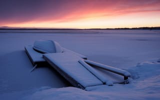 Картинка зима, лодка, озеро