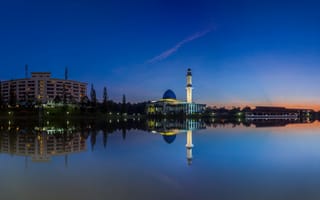 Картинка malaysia, ночь, город, masjid