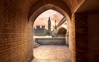 Картинка Великобритания, Лондон, закат, Биг-Бен, Темза, Вестминстерский мост