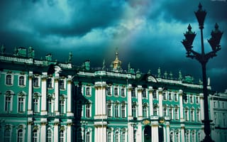 Картинка Санкт-Петербург, Дворцовая площадь, Saint-Petersburg, солнце, радуга, Эрмитаж