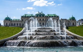 Картинка Бельведер, дворец, Австрия, фонтан, парк, Вена