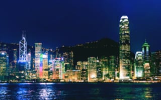 Картинка Hong Kong, панорама, ночь, город, Гонконг