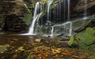 Картинка водопад, осень, камни, природа