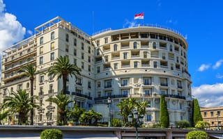 Картинка Монако, здание, Monte Carlo, дом, пальмы, флаг