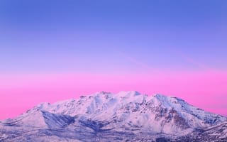 Картинка горы, небо, голубое, розовое, снег