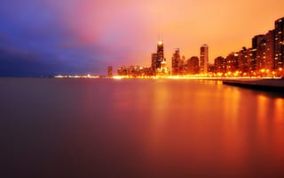 Картинка Chicago, небоскребы, USA, огни, мичиган, чикаго, ночь