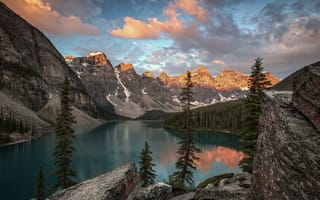 Картинка горы, озеро, природа, закат