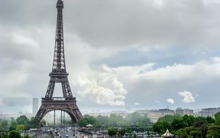 Картинка paris, франция, france, здания, эйфелева башня, улицы, облака, тучи, город, дома, небо, лето, париж
