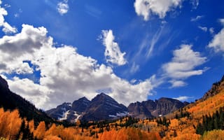 Картинка осень, лес, горы, небо, облака