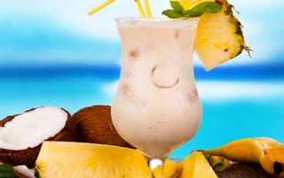 Картинка milkshake, beach, cocktail, summer, кокос, ананас, fruit, tropical
