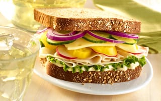 Обои sandwich, перец, сыр, салат, бутерброд, огурец