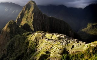 Картинка Перу, горы, Мачу-Пикчу, небо, руины, древний город, свет, горный хребт высота 2450 метров над уровнем моря, тучи