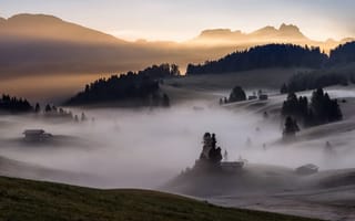 Картинка утро, пейзаж, туман