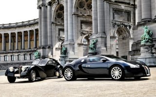 Картинка Bugatti, Atlantic, бугатти, колонны, Coupe, вейрон, скульптуры, and, &, Veyron, атлантик, здание, 1936, Type 57SC