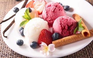 Картинка ice cream, мороженое, dessert, sweet, ягоды, berries, fresh, сладкое, десерт