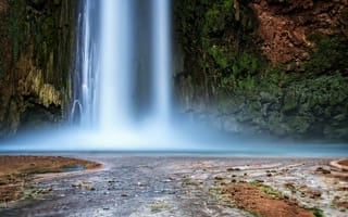 Обои водопад, скала, вода, природа