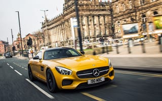 Обои 2015, C190, амг, желтый, Mercedes, мерседес, GT S, UK-spec, AMG