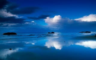 Картинка Ireland, County derry, небо, камни, облака, Downhill trand, море, берег