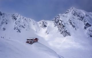 Картинка горы, дом, снег