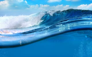 Картинка ocean, океан, wave, вода, blue, sky, splash, море, sea, волна