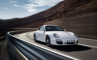 Картинка Porsche, дорога, порше, машина, тачка, поворот, cars, 911, горы, скорость, GTS, Carrera, авто, 2011