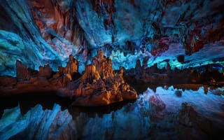 Картинка Reed Flute Cave, Reflections, Guilin, China, Still Water