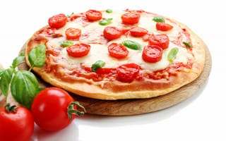 Обои Fast, cheese, пицца, tomato, food, сыр, pizza, помидоры