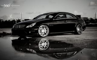 Картинка Mercedes, отражение, 360 three sixty forged, мерседес, black, лужа, чёрный