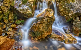 Картинка камни, скалы, водопад, поток