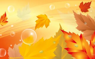 Картинка коллаж, пузырьки, осень, листья