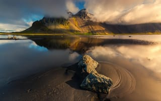 Картинка гора, река, Исландия, природа